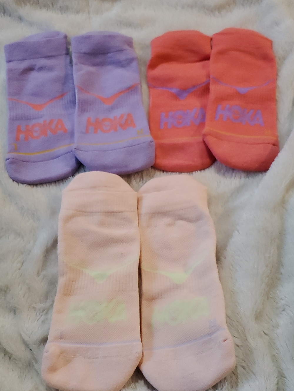 Hoka Women's Ankle Socks - Lavender, Coral, Peach (3 Pairs)